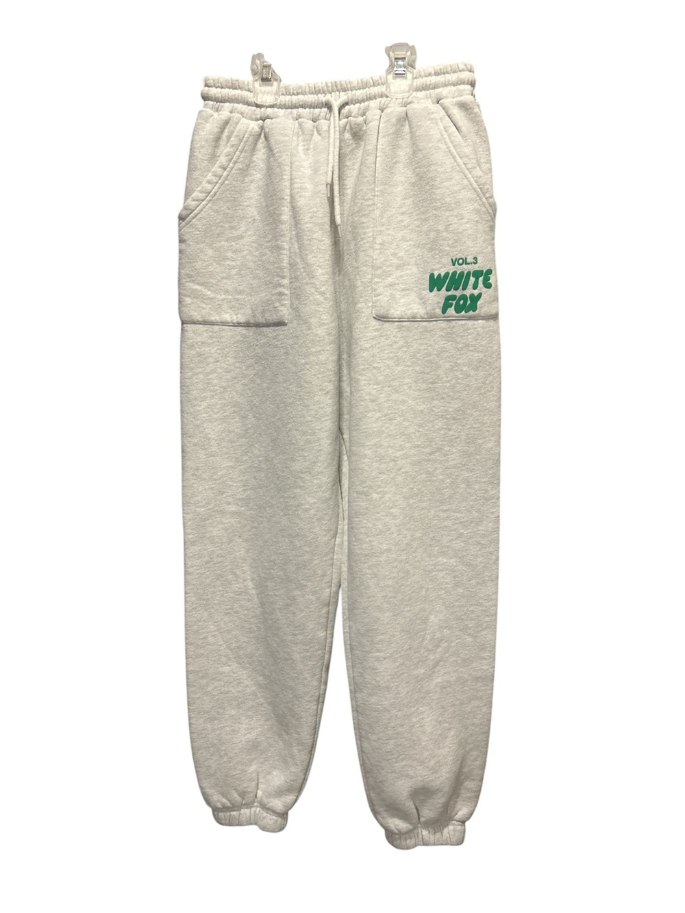 White Fox Boutique Offstage Sweatpants Glacier Grey Vol 3 Green Logo Joggers S